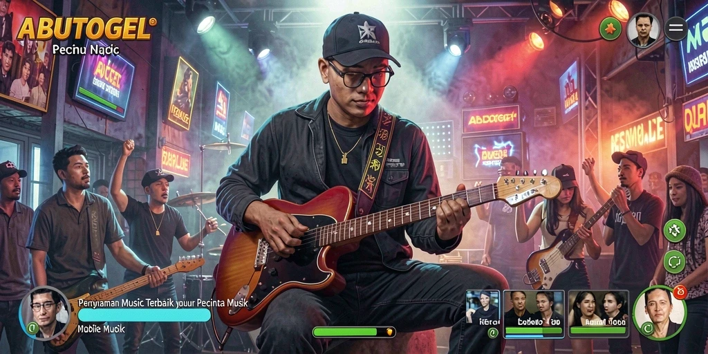Tangkapan layar gameplay ABUTOGEL yang menunjukkan larutan musik.