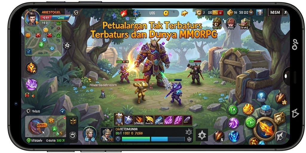 Screenshot ARIESTOGEL menampilkan aksi seru dalam pertempuran MMORPG.