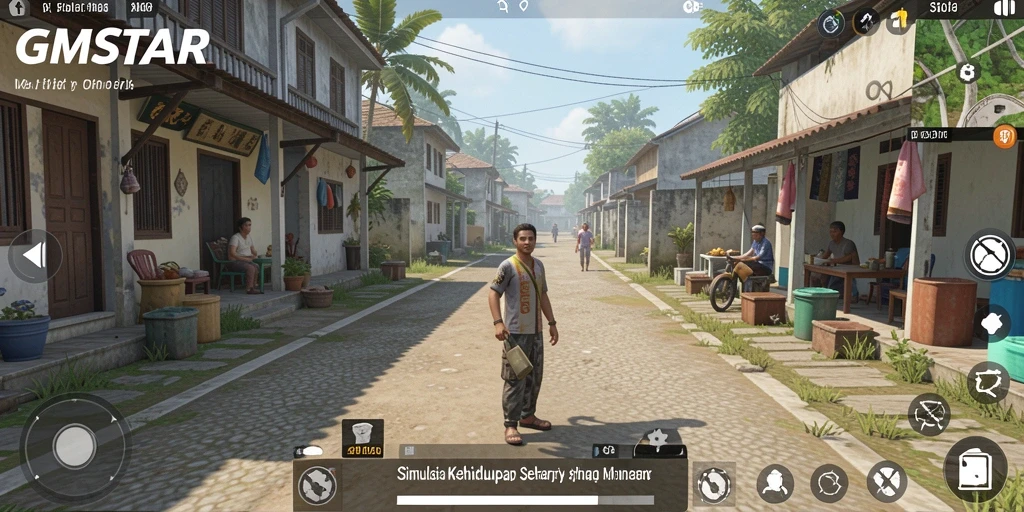 Screenshot GMSTAR menampilkan karakter yang sedang berinteraksi dalam gameplay Simulation.