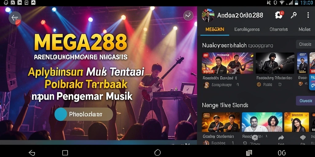 Tangkapan layar utama MEGA288 menampilkan interface aplikasi musik yang menarik.
