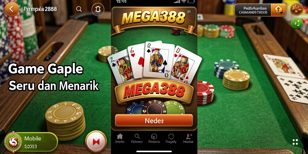 Gameplay seru dan interaktif dari MEGA388 yang menampilkan permainan Gaple.
