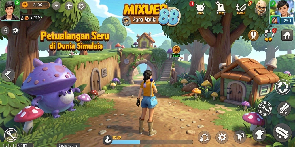 Tangkapan layar gameplay MIXUE88 dengan simulasi pembangunan dunia.