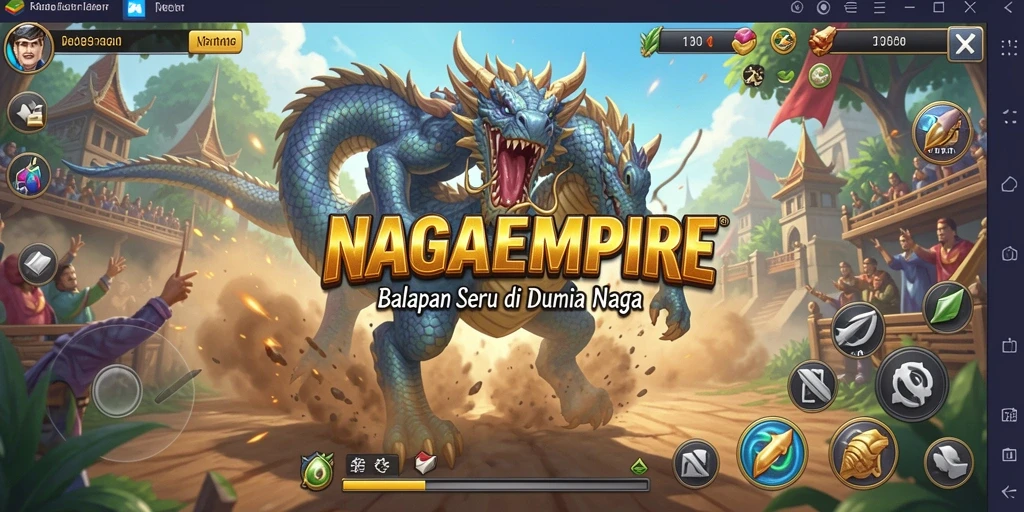 Tampilan gameplay seru dari NAGAEMPIRE dengan mobil balap yang cepat.