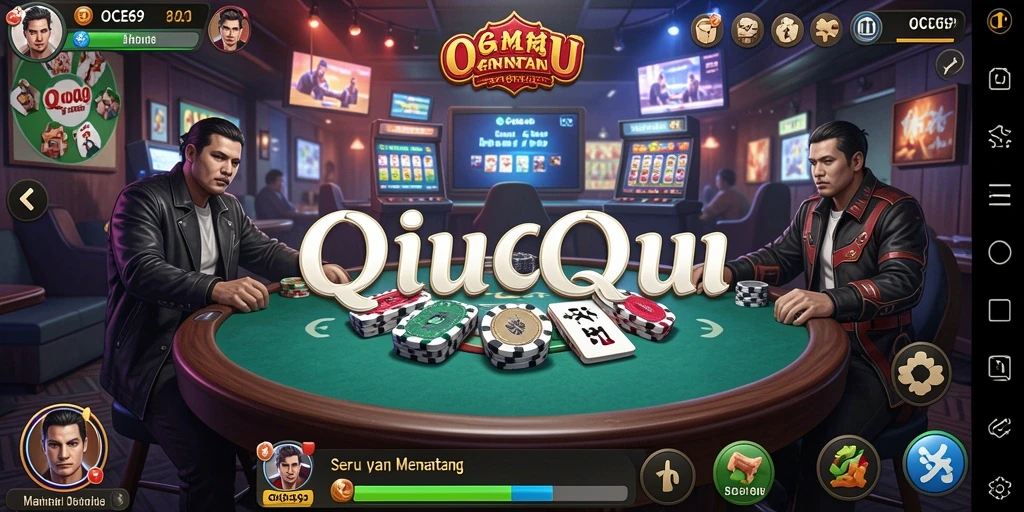 Screenshot gameplay OCE69 menunjukkan suasana kompetisi QiuQiu yang seru.
