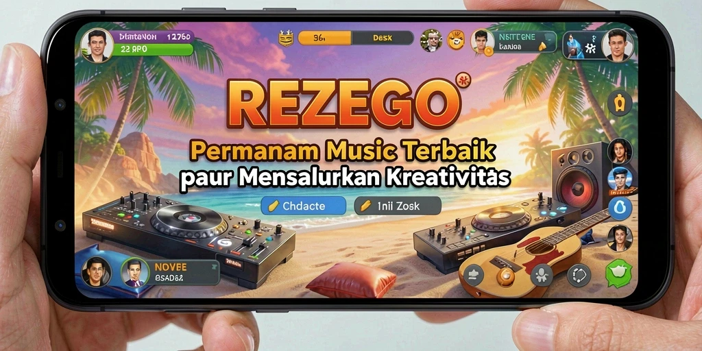 Tampilan gameplay REZEGO yang penuh warna dan interaktif.